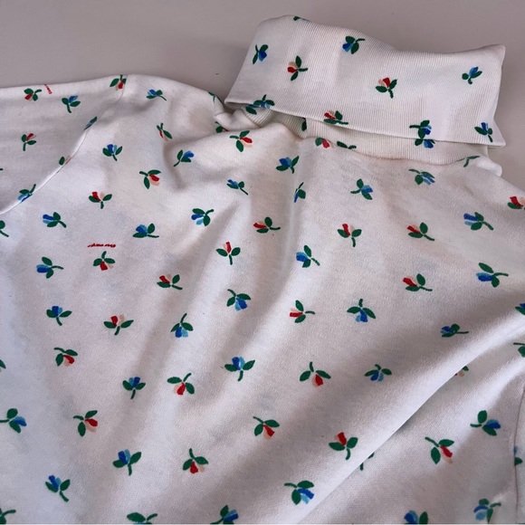 Vintage 60 70 Obermeyer Cottagecore Flower Ski Turtleneck Tee shirt Base Layer - Picture 1 of 16